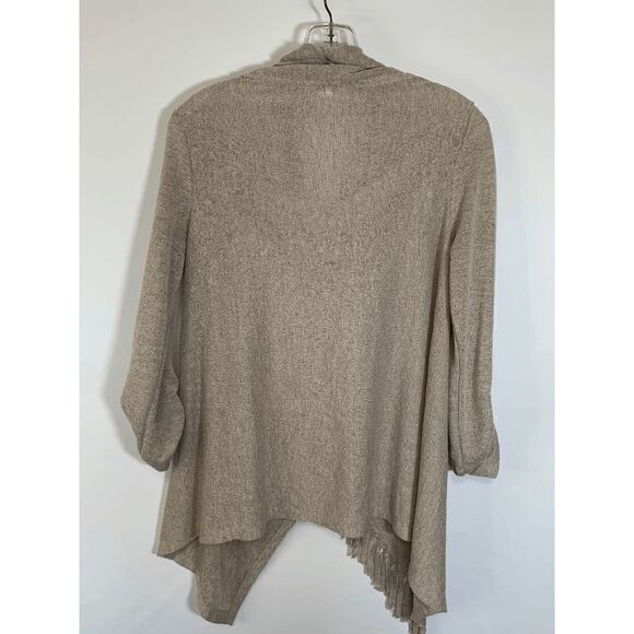 Chico's Rosette Women Cowl Neck Poncho Tasseled Sweater Rolled Cuff Brown Small - Picture 4 of 7